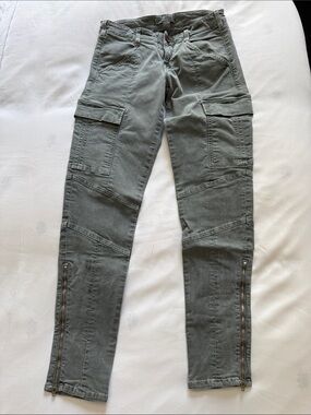J Brand Olive Green Cargo Skinny Jeans with Ankle Zippers